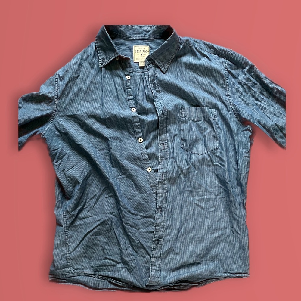 AE Indigo Longsleeve Button Up Size Large